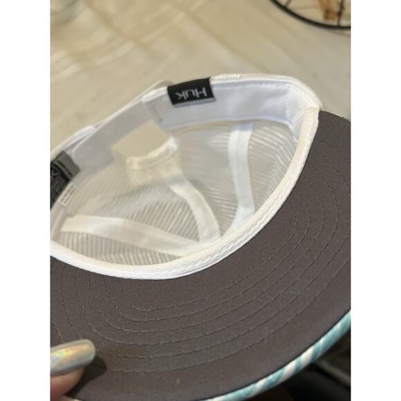 Huk Hat Cap Strap Back Blue White Fishing Visor Fisherman Fishing Mens - Picture 5 of 6
